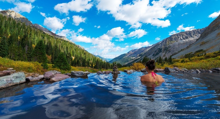 The best time to visit the natural warm springs is in the summer.