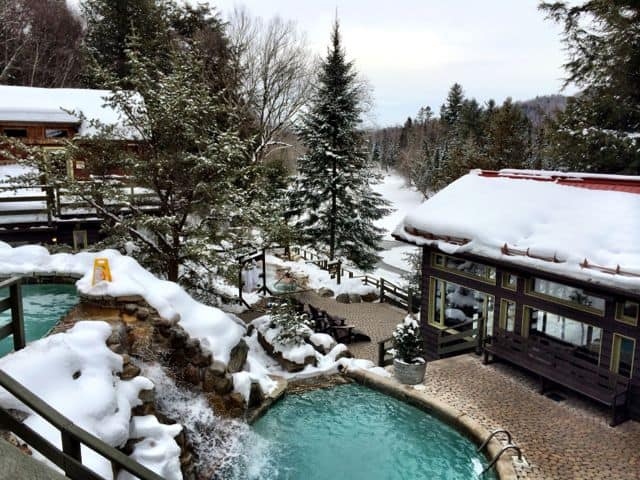 The Scandinave Spa in Mont-Tremblant, Quebec, Canada, is a world-renowned spa that offers a variety of baths, including a Finnish sauna, eucalyptus steam room, and an outdoor hot tub.