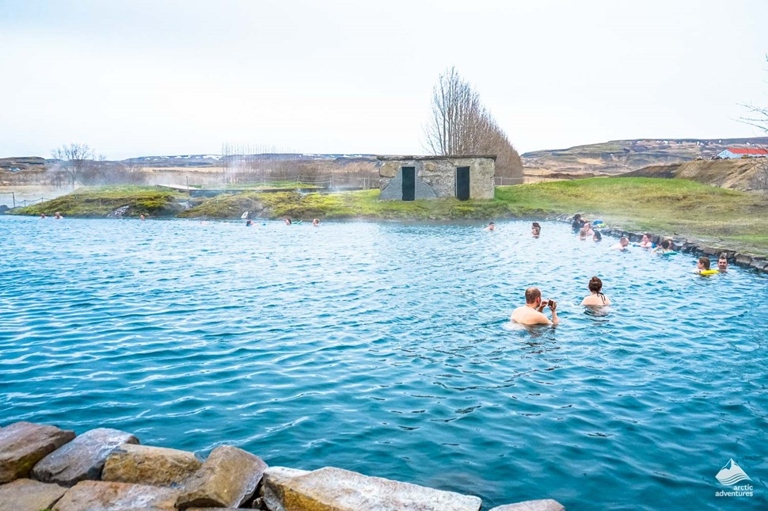 The Secret Lagoon is a geothermal pool located in Flúðir, Iceland.
