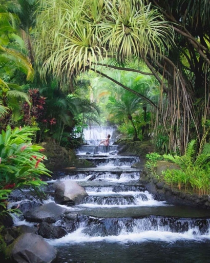 The Tabacón Thermal Resort & Spa in La Fortuna, Costa Rica is a popular tourist destination for its mineral hot spring pools.